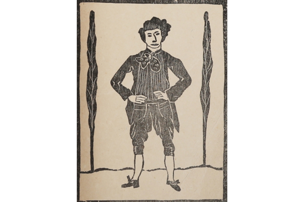 A woodcut of a man