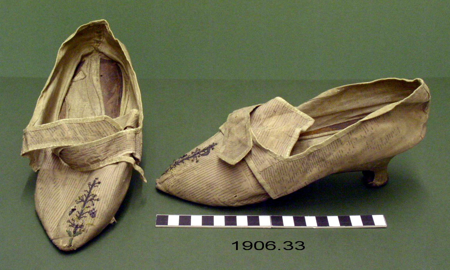 a A pair of shoes worn at a coronation ball in 1821