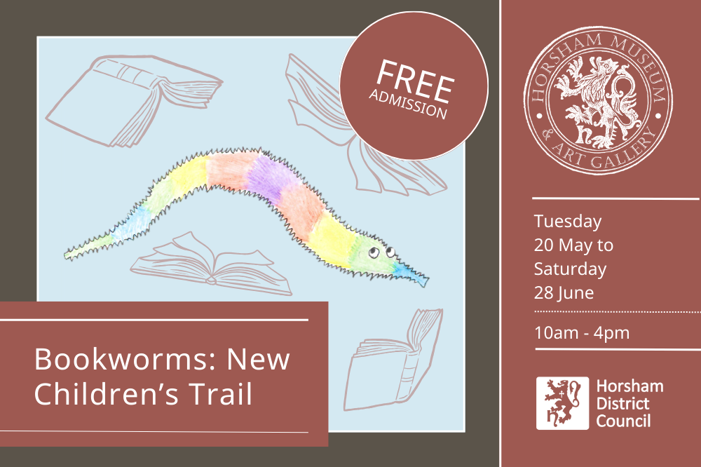 Bookworms Trail Image Promotional image for new Bookworms trail. Cartoon of a fuzzy worm against blue background. Text reads: Bookworms: New Children's Trail. Begins Tuesday 20 May, 10:00am - 4pm. Free.