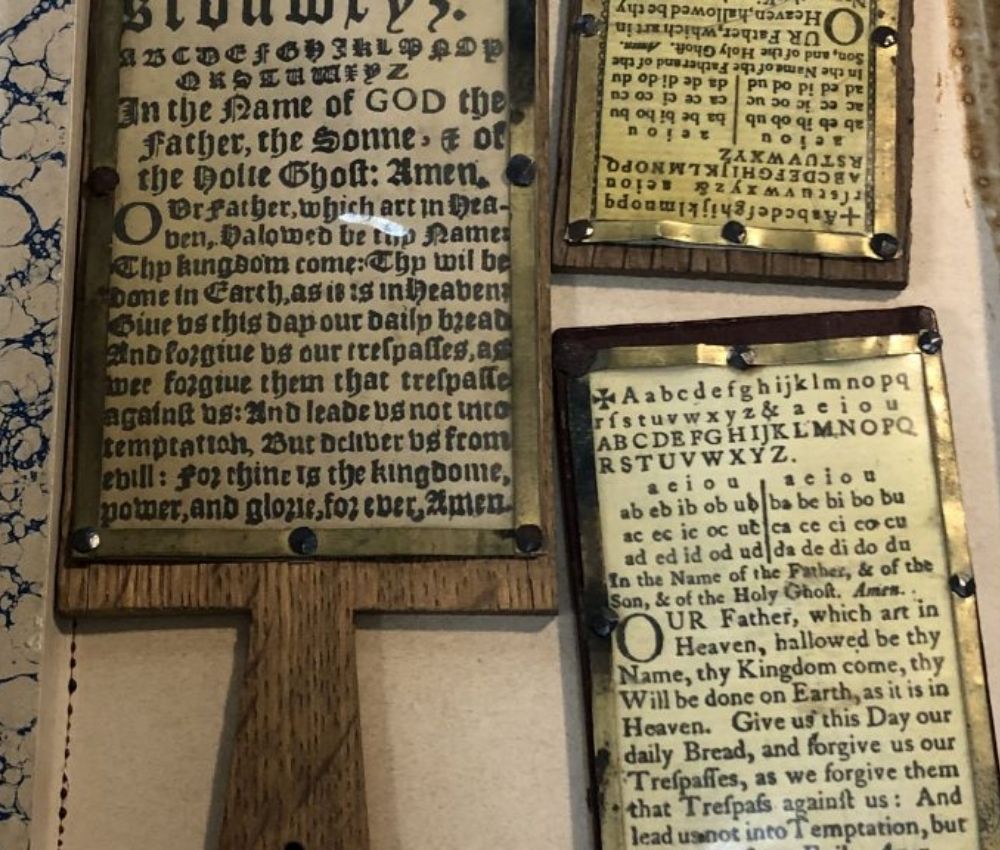 Religious hornbrooks. Paddles with scripture. image copyright Duke University Libraries