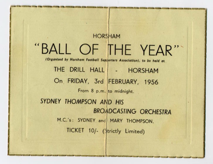 An invitation to the Ball of the Year at Drill Hall Horsham in 1956