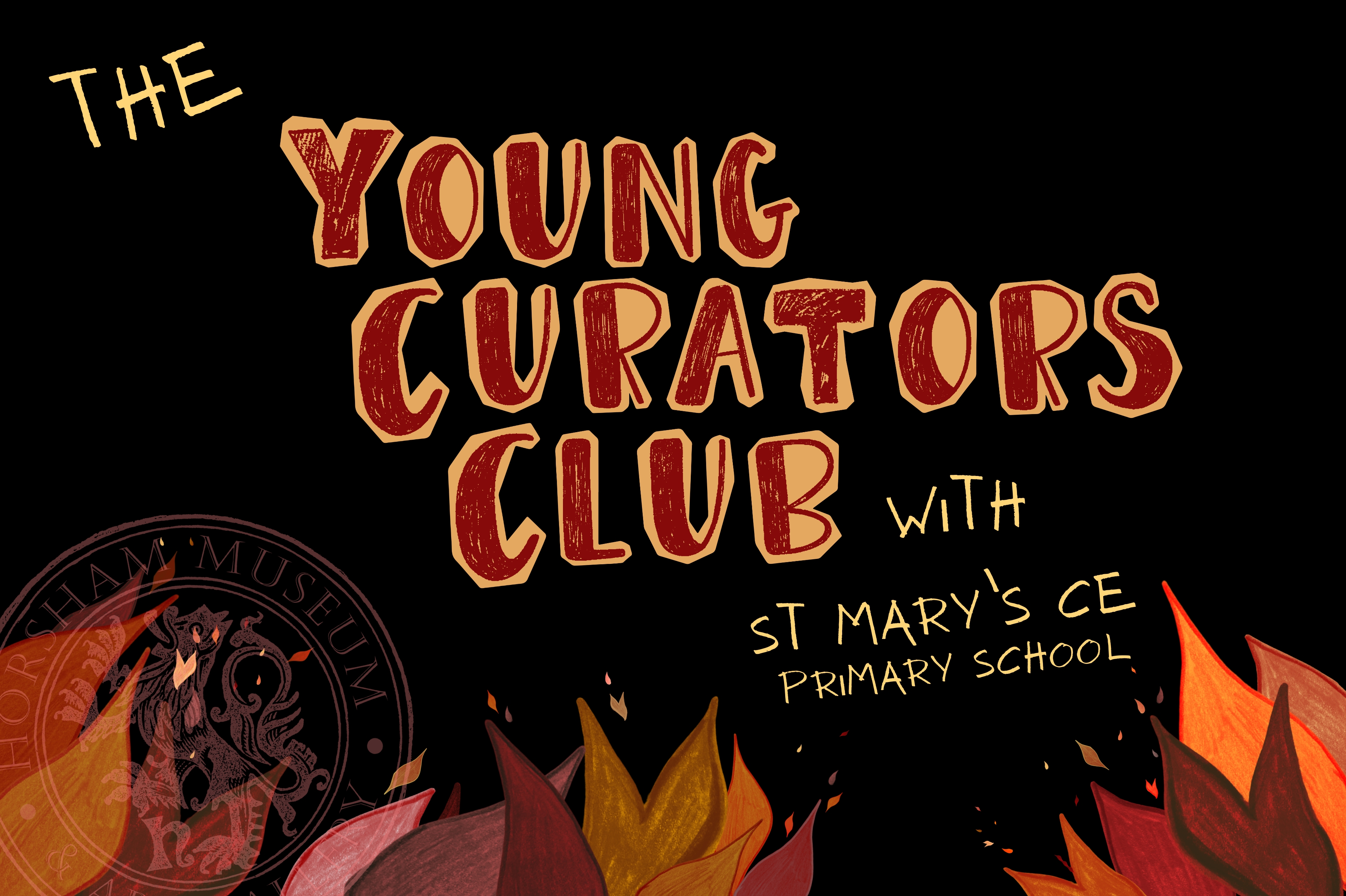 Writing on a black background with sketched flames