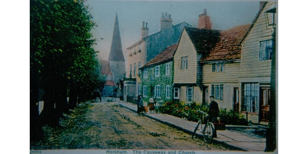 Colour postcard of Causeway, Horsham.