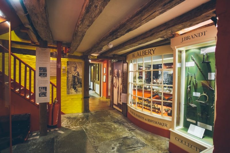 Historic shop fronts on the ground floor