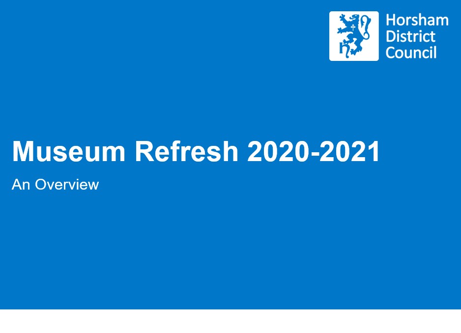 White text on blue background reads Museum Refresh 2020-2021 An Overview