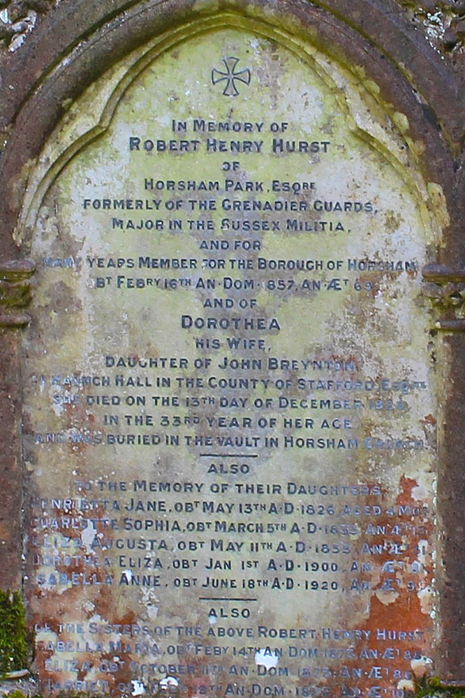 Robert Henry Hurst Senior (1788–1857) - headstone detail