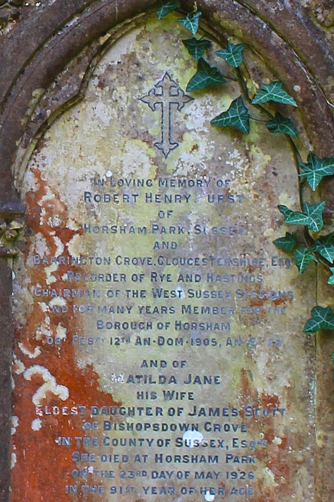 Robert Henry Hurst Junior (1817–1905) - headstone detail