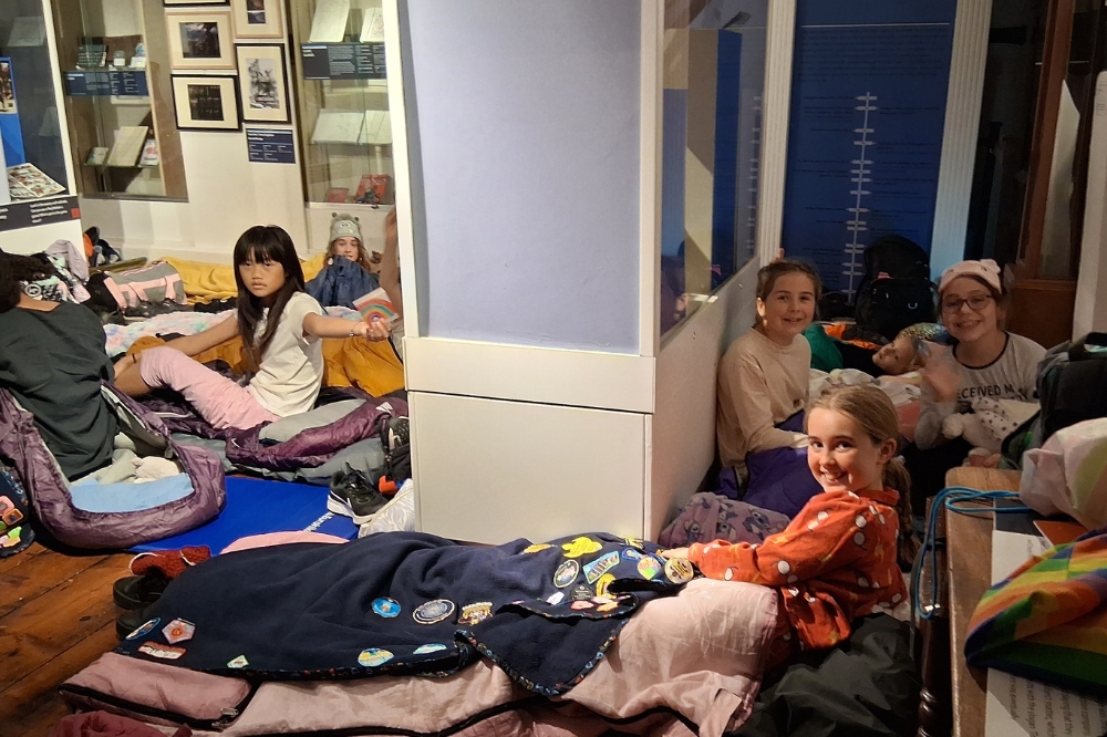 Guides prepare to sleep in the museum