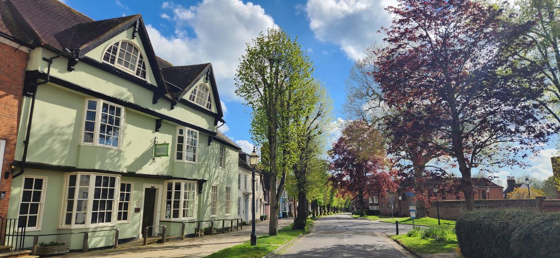 Photo of the the front of Horsham Museum in the Causeway in sunny weather.