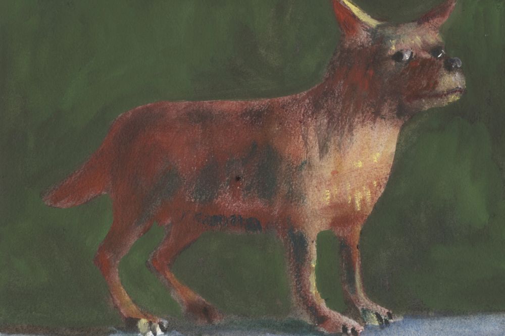 Watercolour painting of a brown dog